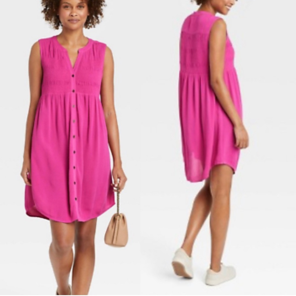 Knox Rose Sleeveless Smocked Dress, Berry